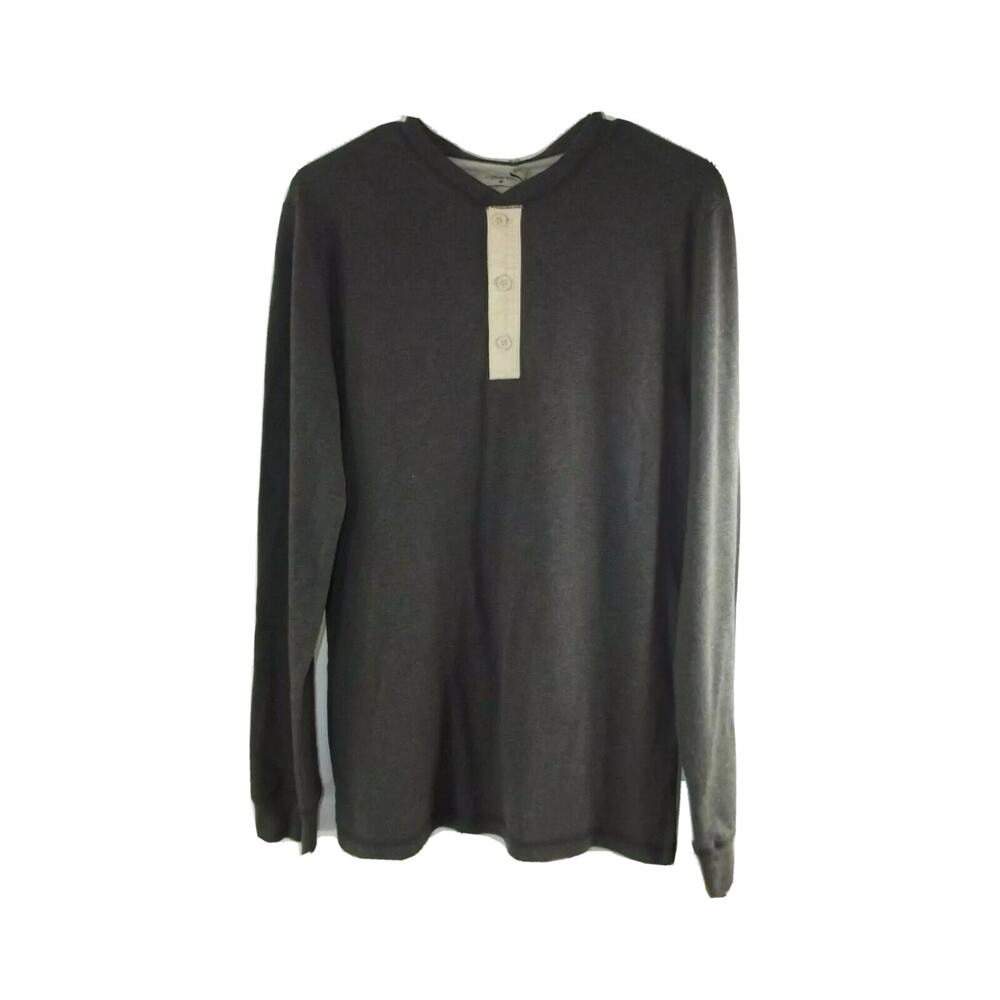 3.1 PHILLIP LIM MENS Long Sleeve HENLEY SHIRT - NWT Size Small - Gray Round Neck